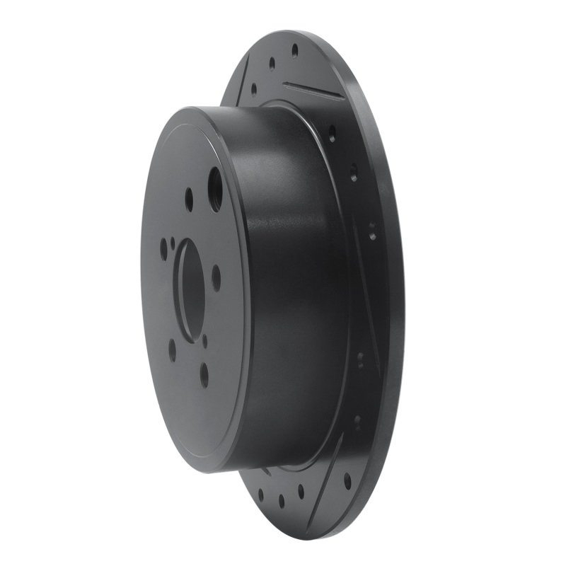 R1 Concepts for 08-15 Subaru Forester Rear Left Drilled & Slotted Black Brake Rotor - Image 2