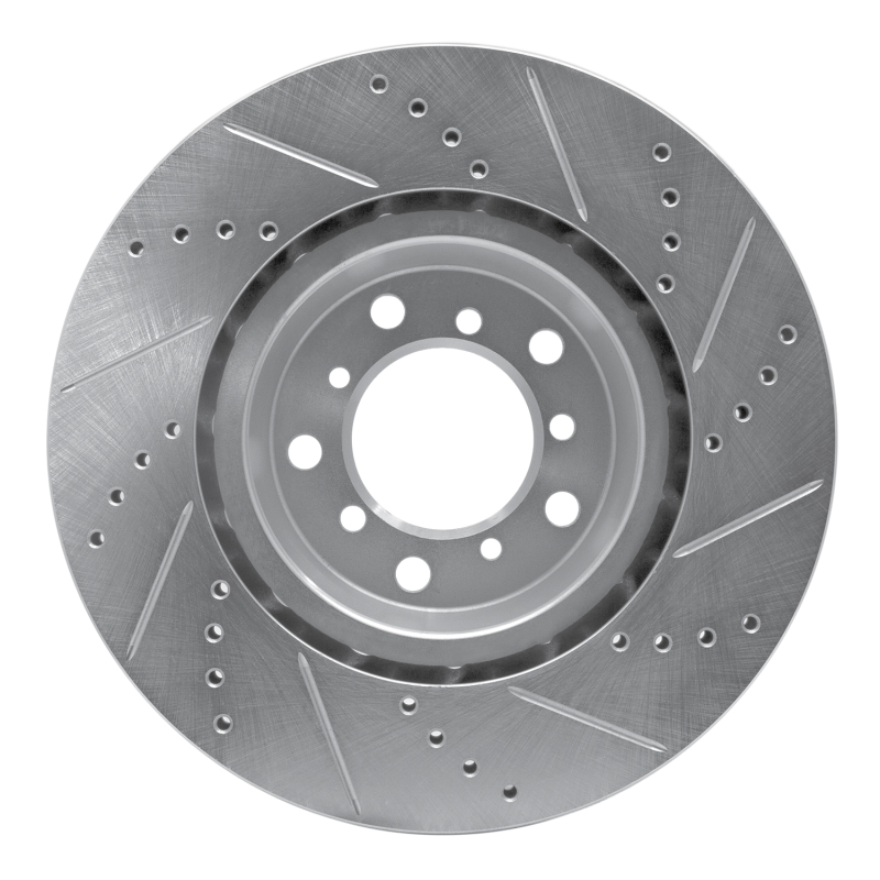R1 Concepts for 2001-2006 BMW M3 Right Front Drilled & Slotted Silver Brake Rotor - Image 5
