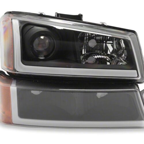 Raxiom for 2003-2006 Chevrolet Silverado 1500 LED LightBar OE Proj Headlights/Bumper Lights- Black - Clear - Image 2