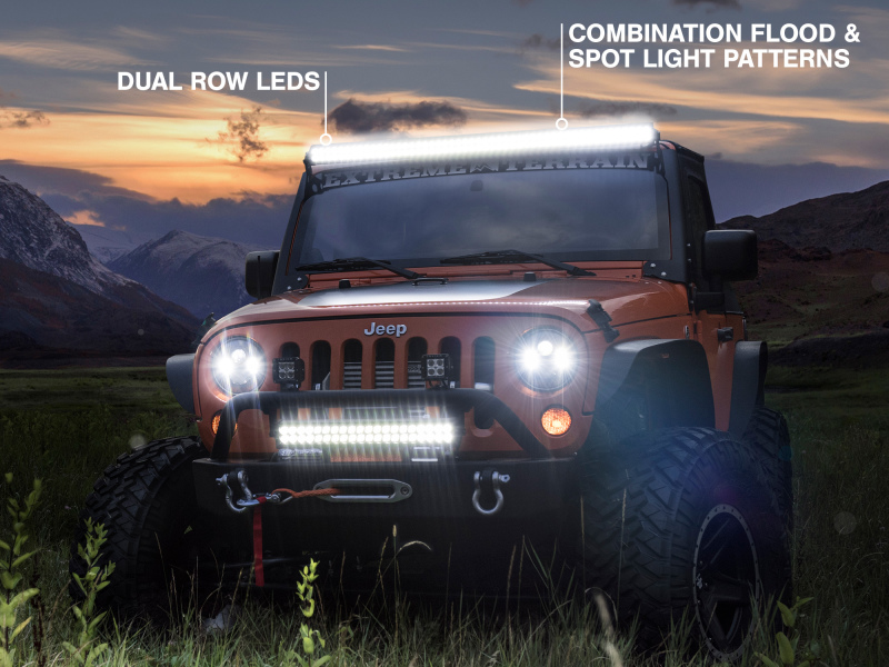 Raxiom for 2007-2018 Jeep Wrangler JK 50-Inch Straight Dual Row LED Light Bar Flood/Spot Combo Beam - Image 3