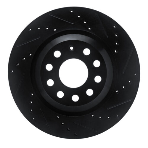 R1 Concepts for 15-25 Volkswagen GTI Rear Right Drilled & Slotted Black Brake Rotor