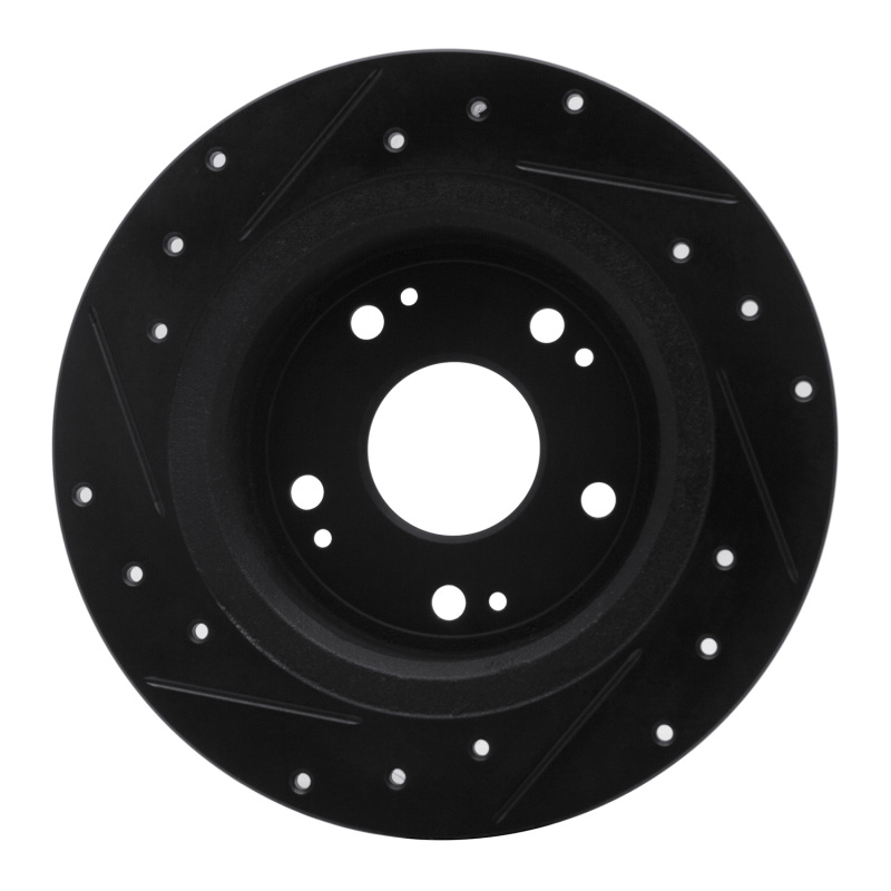 R1 Concepts for 05-17 Honda Accord Rear Right Drilled & Slotted Black Brake Rotor - Image 5