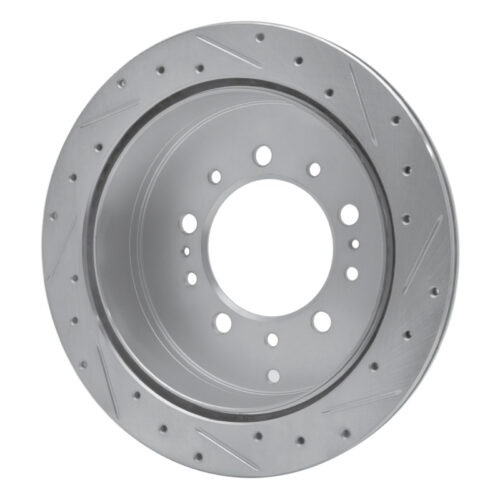 R1 Concepts for 17-21 Toyota Land Cruiser Rear Left Drilled & Slotted Silver Brake Rotor - Image 4