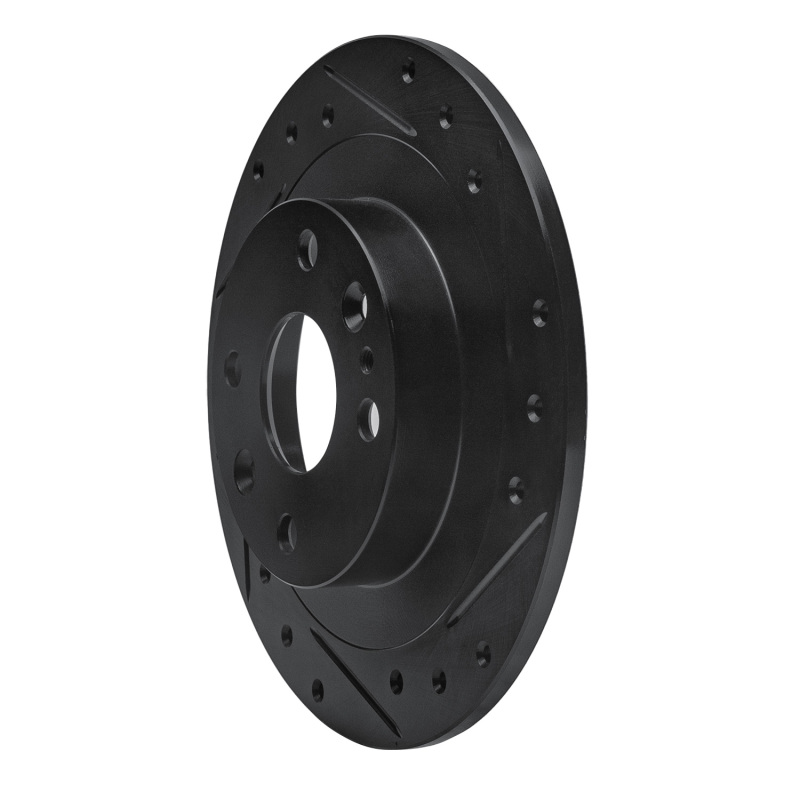 R1 Concepts for 1990-2003 Ford Escort Rear Right Drilled & Slotted Black Brake Rotor - Image 2