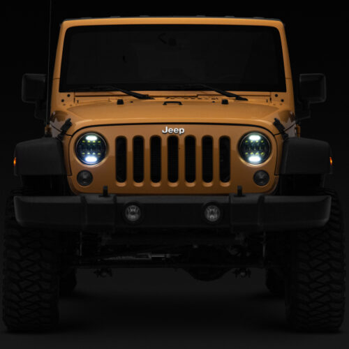 Raxiom for 1997-2018 Jeep Wrangler TJ/JK Axial Series 13-LED Headlights- Black Housing (Clear Lens) - Image 10