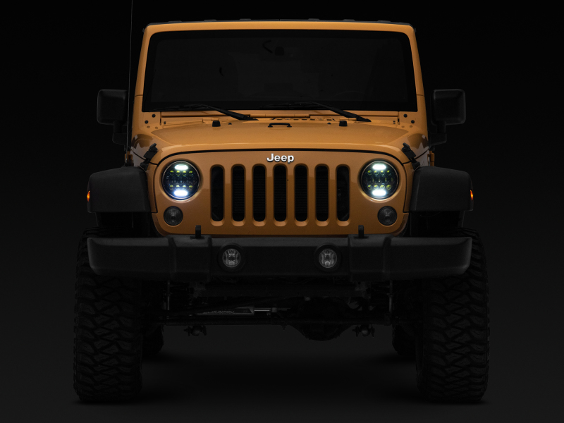 Raxiom for 1997-2018 Jeep Wrangler TJ/JK Axial Series 13-LED Headlights- Black Housing (Clear Lens) - Image 10