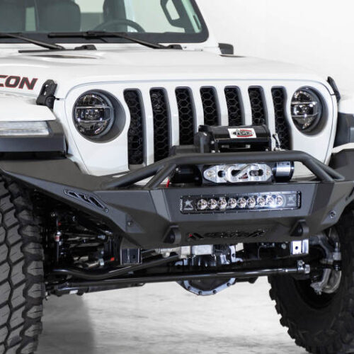 Addictive Desert Designs for 2020 Jeep Gladiator JT Stealth Fighter Front Bump w/ Top Hoop & Winch Mount