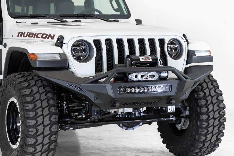 Addictive Desert Designs for 2020 Jeep Gladiator JT Stealth Fighter Front Bump w/ Top Hoop & Winch Mount