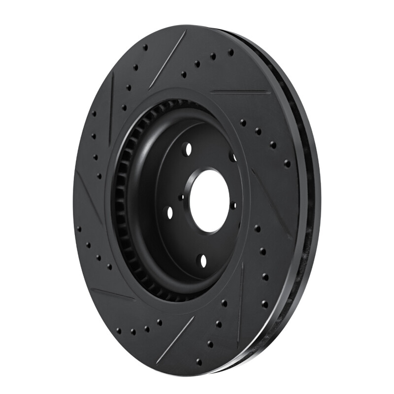 R1 Concepts for 20-25 Subaru Crosstrek Front Right Drilled & Slotted Black Brake Rotor - Image 4