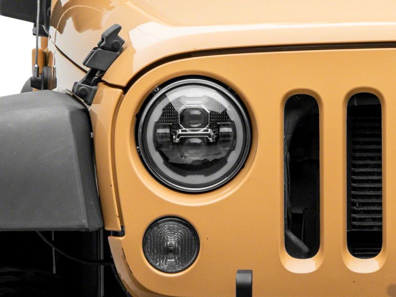 Raxiom for 2007-2018 Jeep Wrangler JK Axial 7-In LED Headlights w/ DRL Turn Signals- Black Housing (Clear) - Image 10