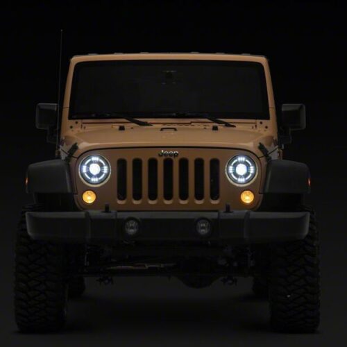 Raxiom for 2007-2018 Jeep Wrangler JK Axial Series Quatro LED Headlights- Black Housing- Clear Lens - Image 9