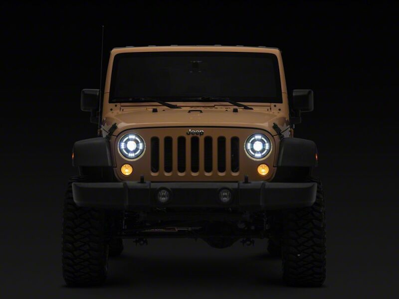 Raxiom for 2007-2018 Jeep Wrangler JK Axial Series Quatro LED Headlights- Black Housing- Clear Lens - Image 9