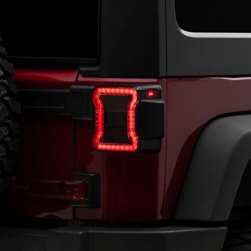 Raxiom for 2007-2018 Jeep Wrangler JK LED Tail Lights- Red Housing- Smoked Lens