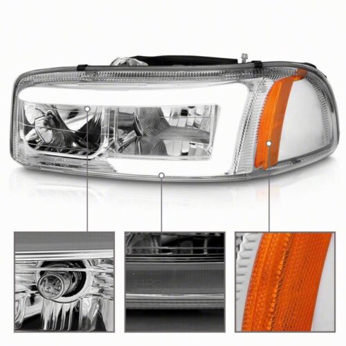 Raxiom for 1999-2006 Chevrolet Sierra 1500 Axial Series LED DRL Headlights- Chrome Housing- Clear Lens - Image 2
