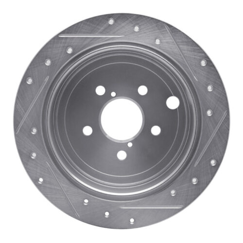 R1 Concepts for 08-15 Subaru Impreza Rear Left Drilled & Slotted Silver Brake Rotor - Image 5