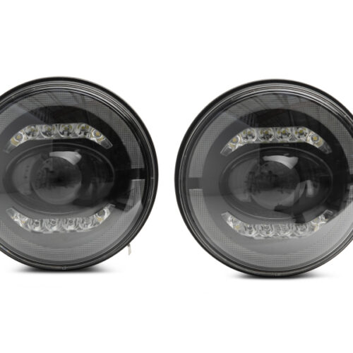 Raxiom for 2007-2018 Jeep Wrangler JK Axial Series LED Headlights- Black Housing (Clear Lens) - Image 4