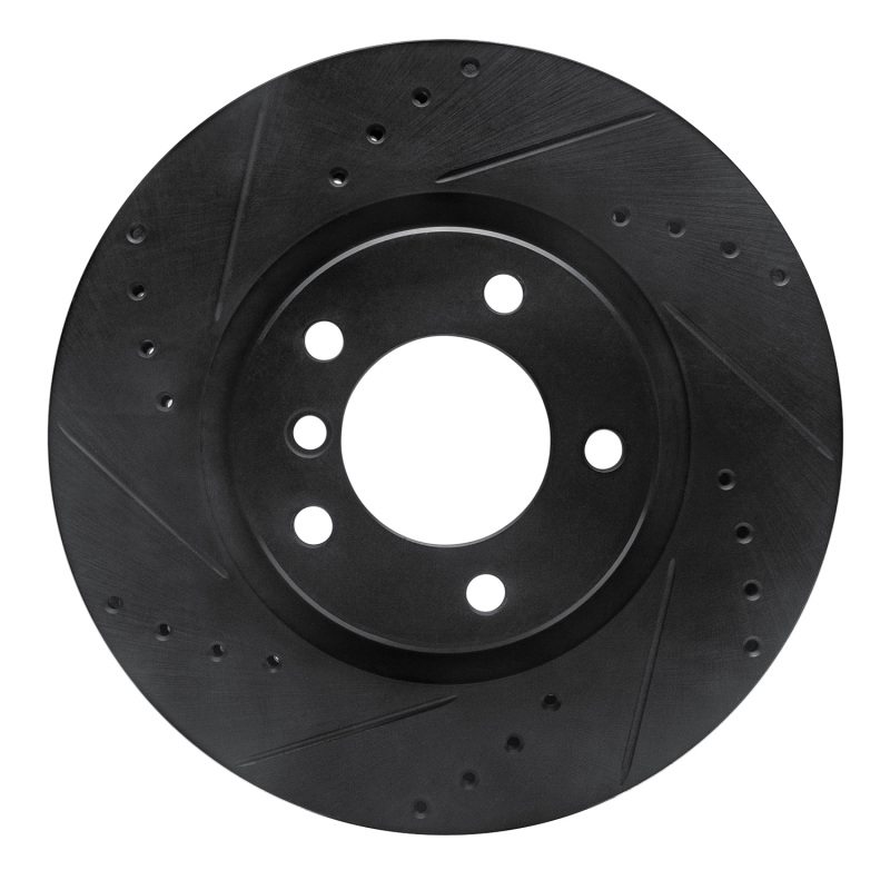 R1 Concepts for 95-99 BMW M3 E36 Right Front Drilled & Slotted Black Brake Rotor