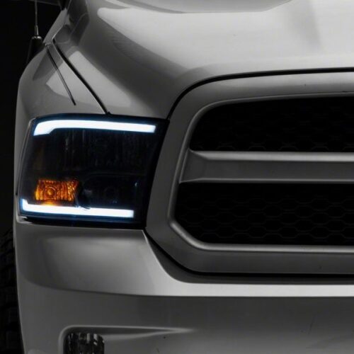 Raxiom for 2009-2018 Dodge RAM 1500/2500/3500 Axial Series Headlights w/ LED Bar- Black Housing (Clear Lens) - Image 6