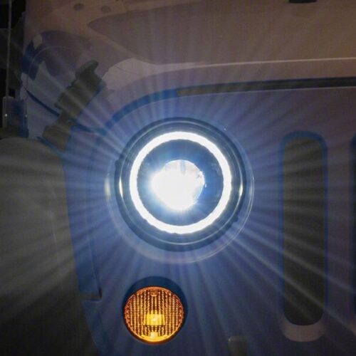 Raxiom for 2007-2018 Jeep Wrangler JK 7-Inch V2 Dragon Eye LED Headlights- Black Housing- Clear Lens