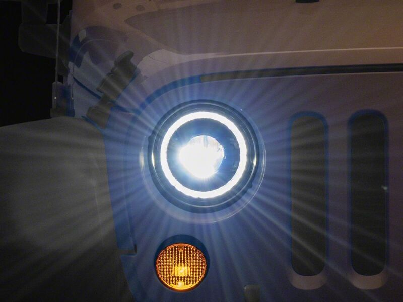 Raxiom for 2007-2018 Jeep Wrangler JK 7-Inch V2 Dragon Eye LED Headlights- Black Housing- Clear Lens