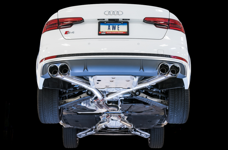 AWE Tuning Track Edition Exhaust - Non-Resonated (Black 102mm Tips) for Audi B9 S4 - Image 4