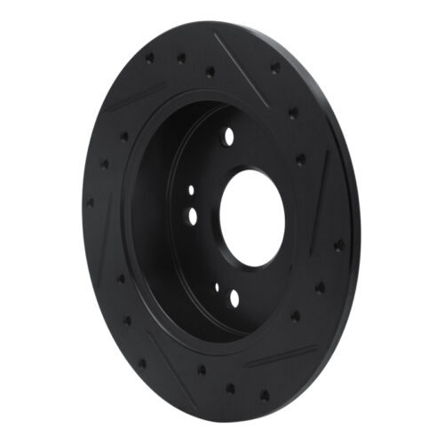 R1 Concepts for 97-15 Acura ILX Rear Left Drilled & Slotted Black Brake Rotor - Image 4