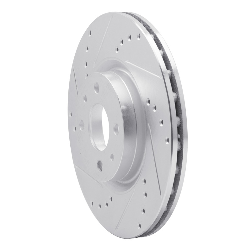 R1 Concepts for 2012-2019 Fiat 500 (USA/Canada) Front Left Drilled & Slotted Silver Brake Rotor - Image 2