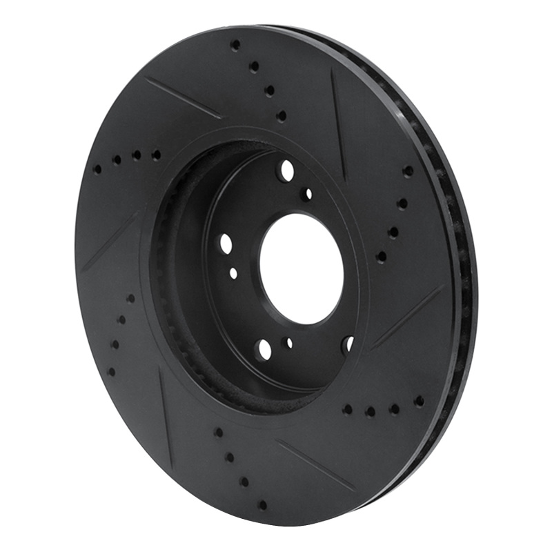 R1 Concepts for 2016-2025 Honda Accord Coupe Front Left Drilled & Slotted Black Brake Rotor - Image 4