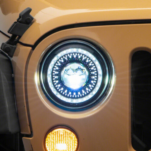 Raxiom for 2007-2018 Jeep Wrangler JK Axial Series 7-In Dragon Eye LED Headlights- Blk Housing (Clear Lens)