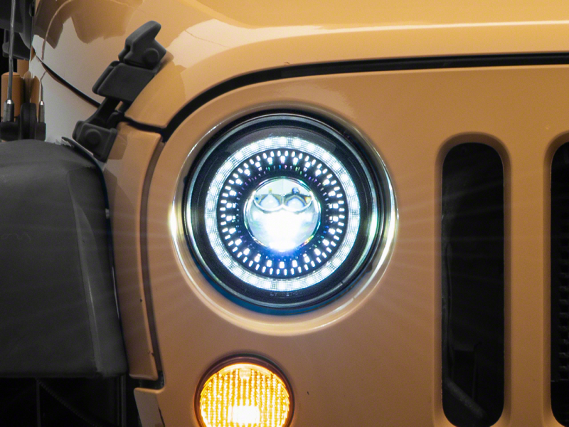 Raxiom for 2007-2018 Jeep Wrangler JK Axial Series 7-In Dragon Eye LED Headlights- Blk Housing (Clear Lens)