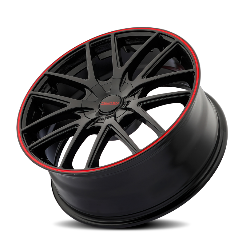 Touren 3260 TR60 18x8 / 5x110/115 BP / 40mm Offset / 72.62mm Hub Gloss Black w/ Red Ring Wheel - Image 2