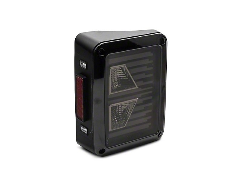 Raxiom for 2007-2018 Jeep Wrangler JK Axial Series Vision LED Tail Lights- Black Housing (Smoked Lens) - Image 2
