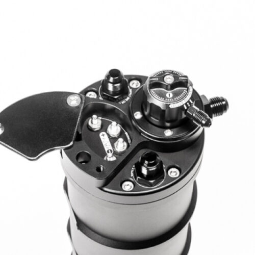 Alternative view of Radium Engineering Fuel Surge Tank Regulated (Pump Not Included)
