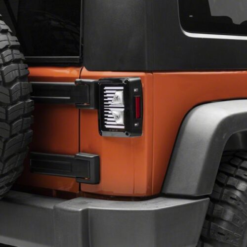 Raxiom for 2007-2018 Jeep Wrangler JK Axial Series Vision LED Tail Lights- Black Housing (Clear Lens) - Image 4