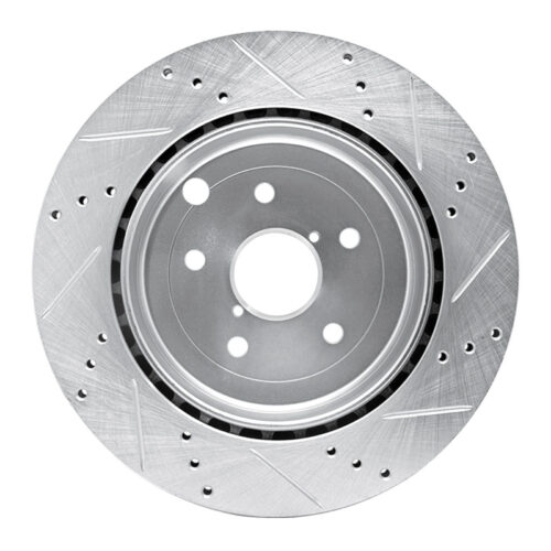 R1 Concepts for 08-20 Subaru Impreza Rear Left Drilled & Slotted Silver Brake Rotor - Image 5
