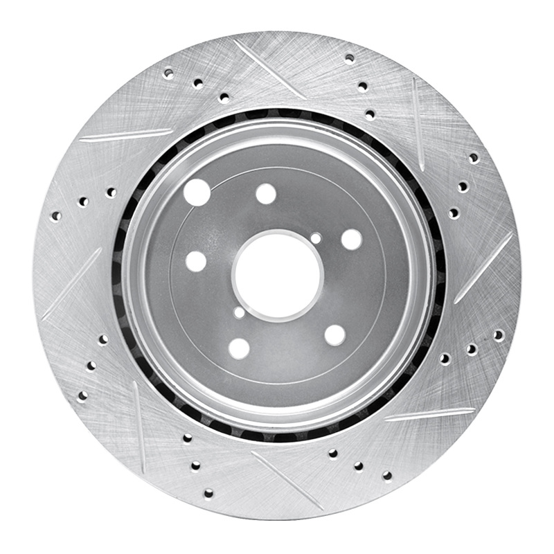 R1 Concepts for 08-20 Subaru Impreza Rear Left Drilled & Slotted Silver Brake Rotor - Image 5