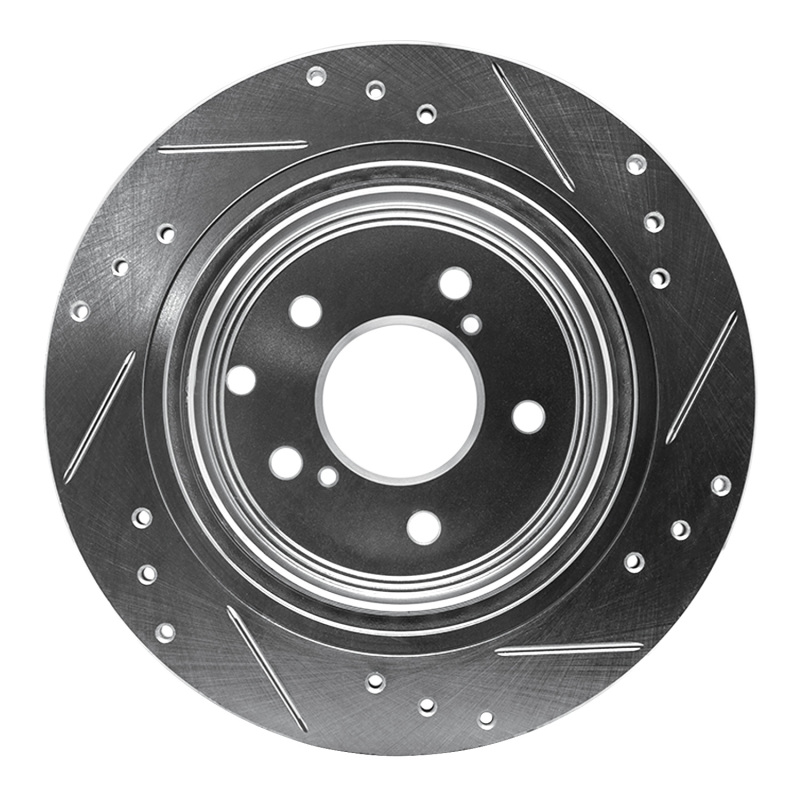 R1 Concepts for 89-96 Nissan 300ZX Turbo Rear Left Drilled & Slotted Silver Brake Rotor - Image 5