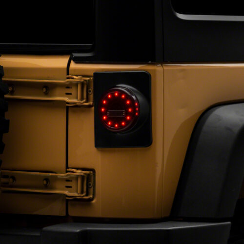 Raxiom for 2007-2018 Jeep Wrangler JK Axial Series Halo LED Tail Lights- Black Housing (Clear Lens)