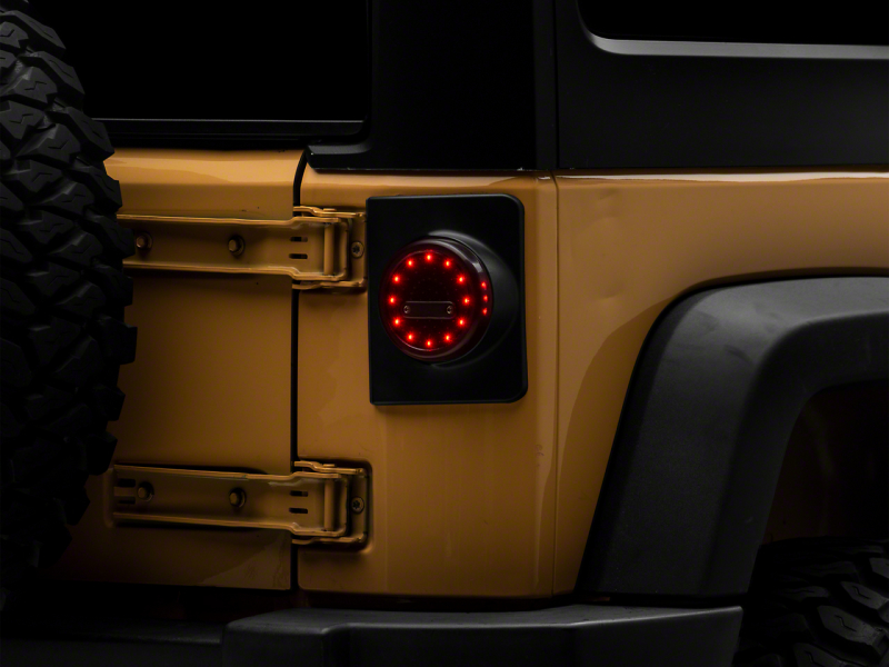 Raxiom for 2007-2018 Jeep Wrangler JK Axial Series Halo LED Tail Lights- Black Housing (Clear Lens)