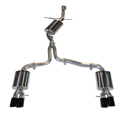 AWE Tuning Touring Edition Exhaust - Quad Tip Diamond Black Tips - Does not fit Cabriolet for Audi B8 A4