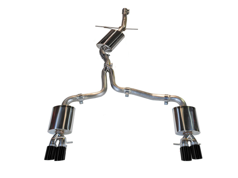 AWE Tuning Touring Edition Exhaust - Quad Tip Diamond Black Tips - Does not fit Cabriolet for Audi B8 A4