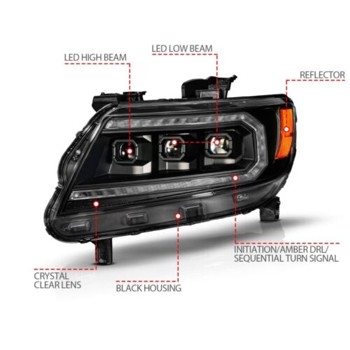 ANZO 15-22 Chevy Colorado Full LED Headlights w/ Initiation (Amber DRL) - Black - Image 3