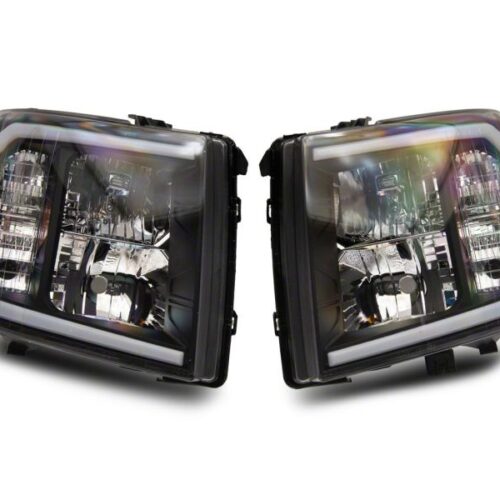 Alternative view of Raxiom for 2007-2013 Chevrolet Silverado 1500 Axial Series Headlights w/ LED Bar- Black Housing (Clear Lens)