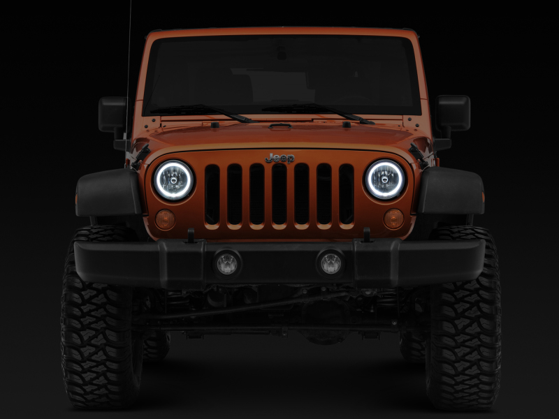 Raxiom for 2007-2018 Jeep Wrangler JK LED Halo Headlights- Chrome Housing (Clear Lens) - Image 8
