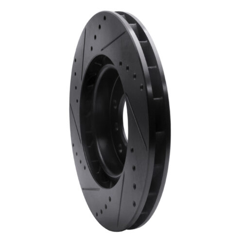 R1 Concepts for 95-99 BMW M3 E36 Left Front Drilled & Slotted Black Brake Rotor - Image 4