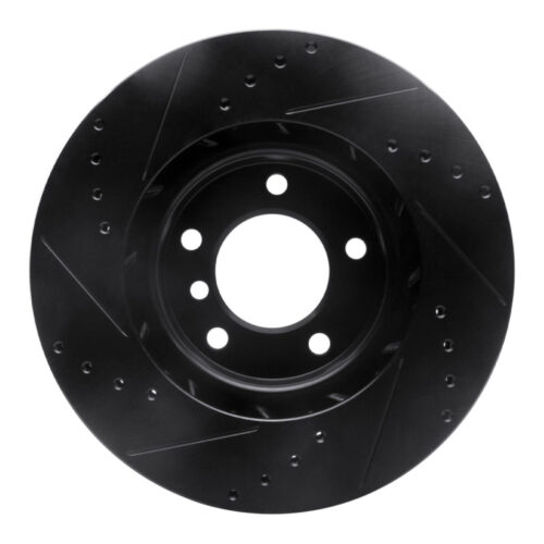 R1 Concepts for 95-99 BMW M3 E36 Left Front Drilled & Slotted Black Brake Rotor - Image 5