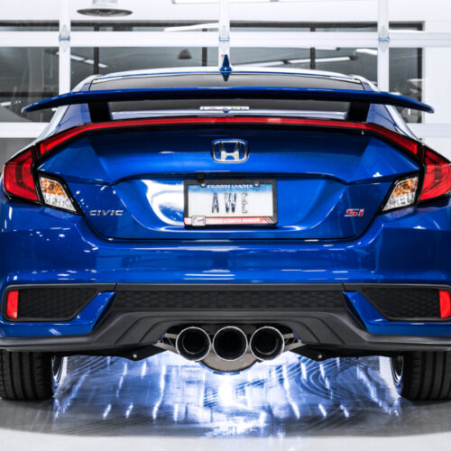 Alternative view of AWE Tuning 17-20 Honda Civic Si 1.5L Turbo Dual-to-Triple Tip Conversion Kit - Chrome Silver Tip