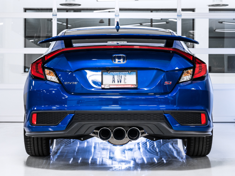 AWE Tuning 17-20 Honda Civic Si 1.5L Turbo Dual-to-Triple Tip Conversion Kit - Chrome Silver Tip - Image 2