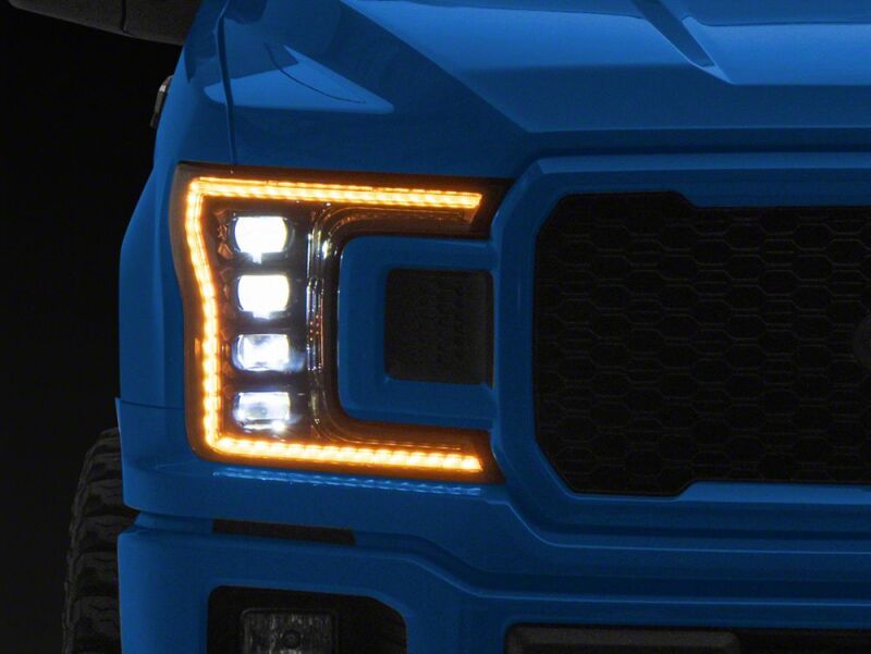 Raxiom for 2018-2020 Ford F-150 CXR Series LED Headlights with Amber DRL- Black Housing- Clear Lens