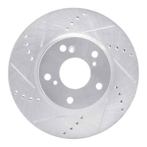 R1 Concepts for 16-25 Honda Civic Coupe Front Left Drilled & Slotted Silver Brake Rotor